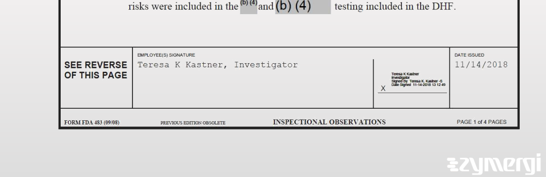Teresa K. Kastner FDA Investigator 