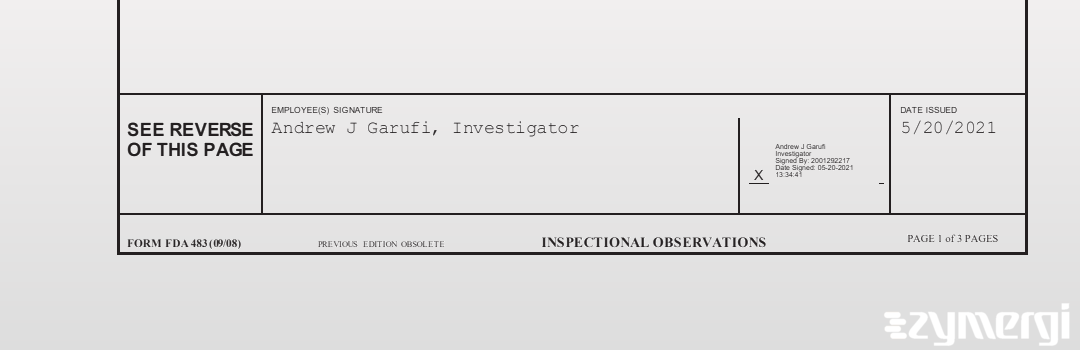 Andrew J. Garufi FDA Investigator 