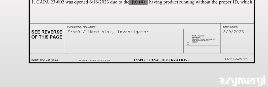 Frank J. Marciniak FDA Investigator 