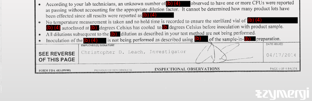 Christopher D. Leach FDA Investigator