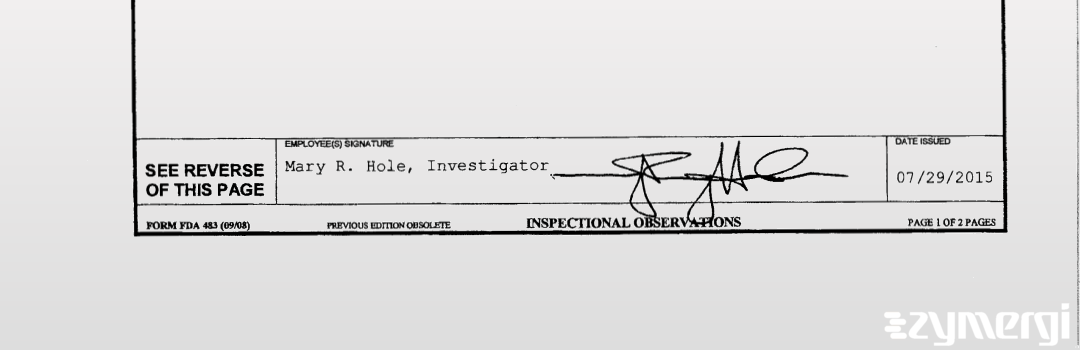 Mary R. Hole FDA Investigator