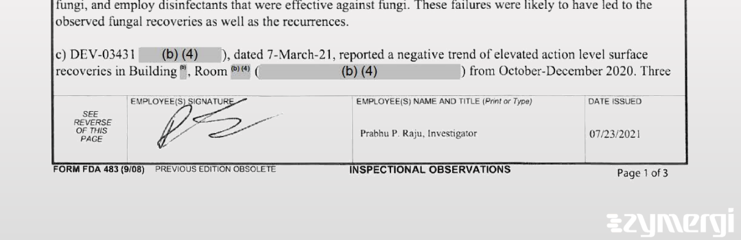 Prabhu P. Raju FDA Investigator 