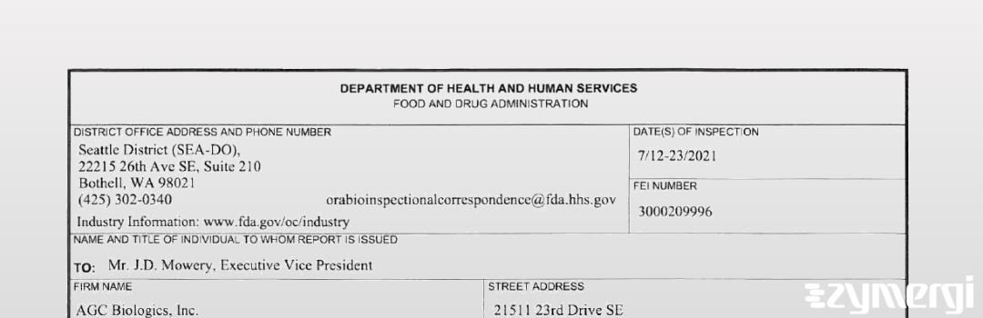 FDANews 483 AGC Biologics, Inc. Jul 23 2021 top