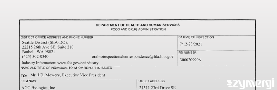 FDANews 483 AGC Biologics, Inc. Jul 23 2021 top