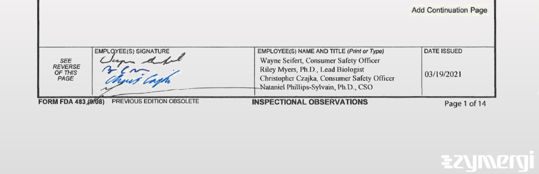 Wayne E. Seifert FDA Investigator 