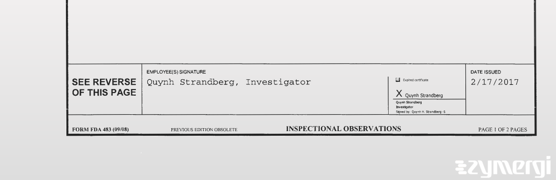 Quynh Strandberg FDA Investigator