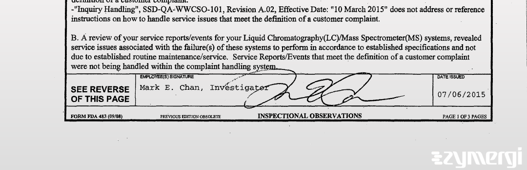 Mark E. Chan FDA Investigator