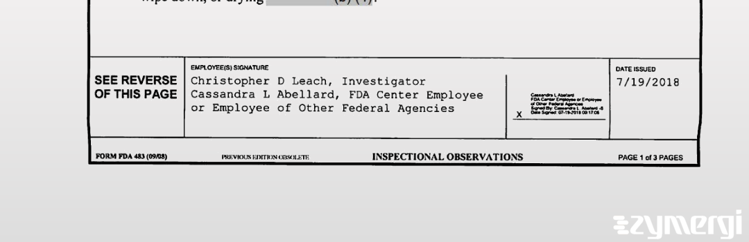 Cassandra L. Abellard FDA Investigator Christopher D. Leach FDA Investigator 