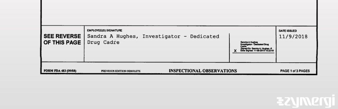 Sandra A. Boyd FDA Investigator Sandra A. Hughes FDA Investigator 