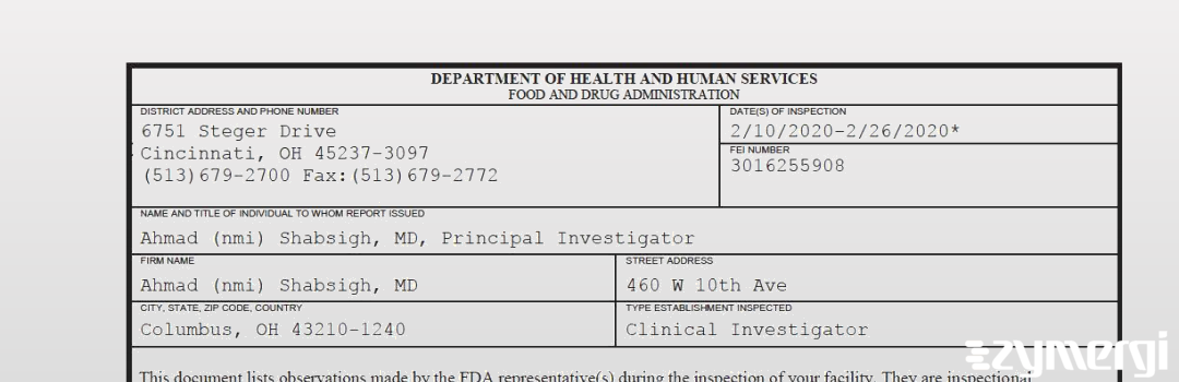 FDANews 483 Ahmad (nmi) Shabsigh, MD Feb 26 2020 top