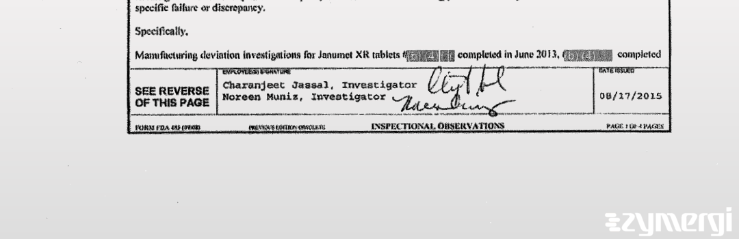 Noreen Muniz FDA Investigator Charanjeet Jassal FDA Investigator