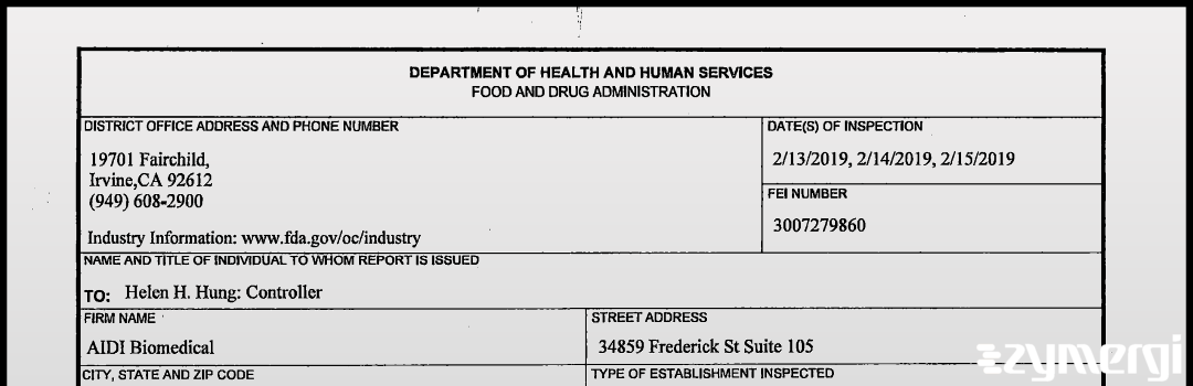 FDANews 483 AIDI Biomedical LLC Feb 15 2019 top