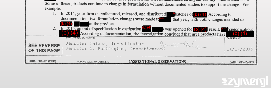 Jennifer L. Huntington FDA Investigator Jennifer Lalama FDA Investigator 