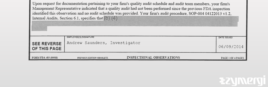 Andrew Saunders FDA Investigator 