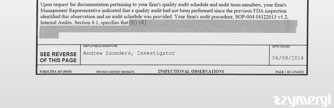 Andrew Saunders FDA Investigator