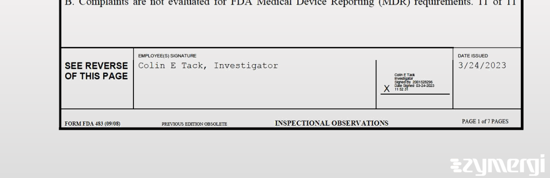 Colin E. Tack FDA Investigator