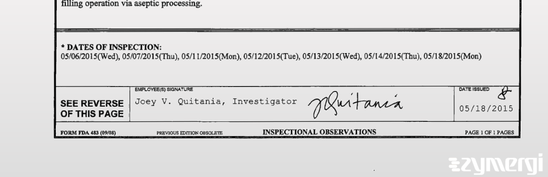 Joey V. Quitania FDA Investigator 