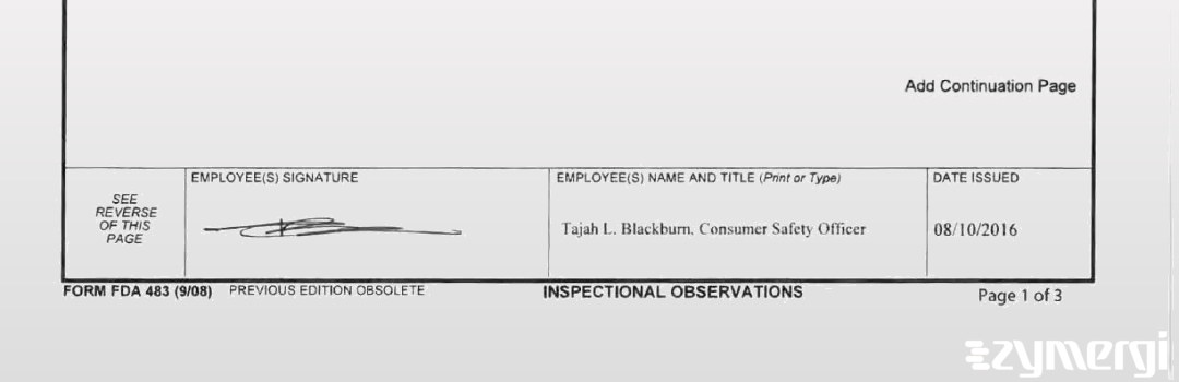 Tajah L. Blackburn FDA Investigator 