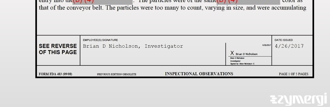 Brian D. Nicholson FDA Investigator 