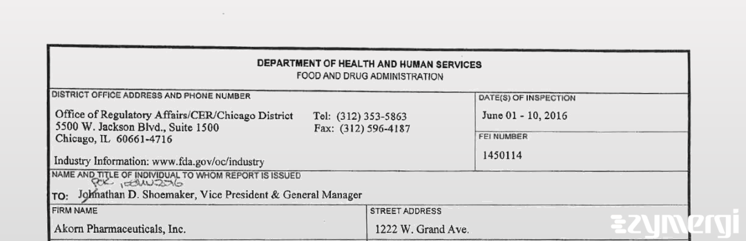 FDANews 483 Akorn, Inc. Jun 10 2016 top