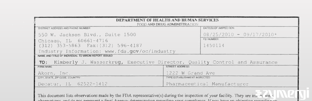 FDANews 483 Akorn, Inc. Sep 17 2010 top