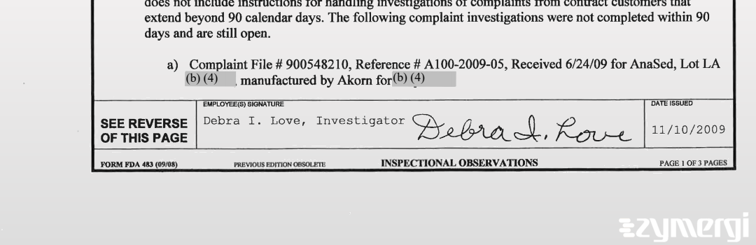 Debra I. Love FDA Investigator