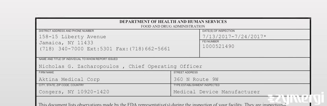FDANews 483 Aktina Medical Corp Jul 24 2017 top