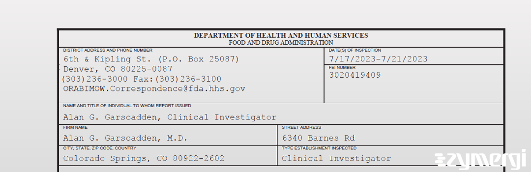 FDANews 483 Alan G. Garscadden, M.D. Jul 21 2023 top