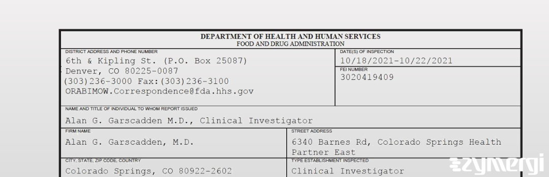 FDANews 483 Alan G. Garscadden, M.D. Oct 22 2021 top