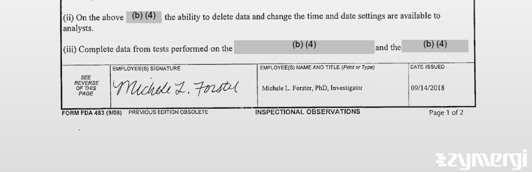 Michele L. Forster FDA Investigator