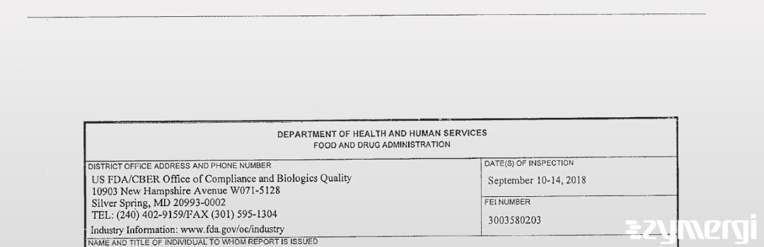 FDANews 483 ALBA Bioscience Limited dba Quotient Biodiagnostics Inc. Sep 14 2018 top