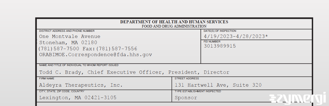 FDANews 483 Aldeyra Therapeutics, Inc. Apr 28 2023 top