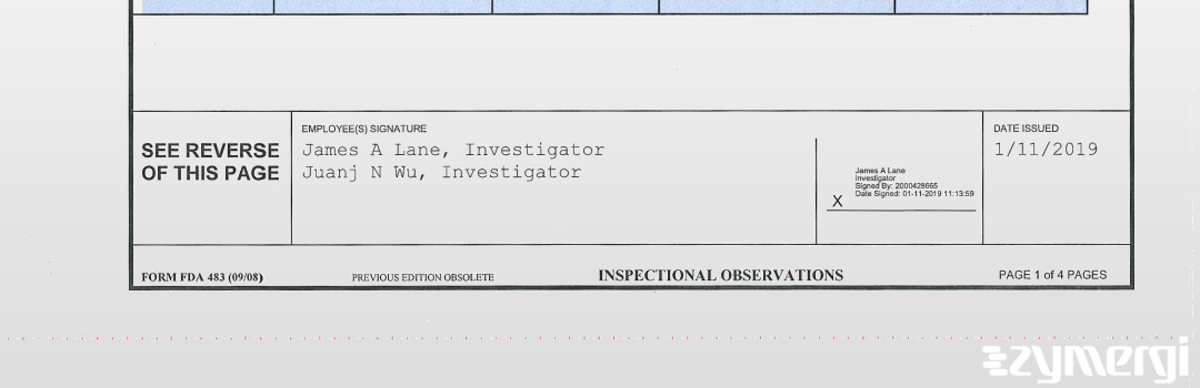 Juanj Wu FDA Investigator James A. Lane FDA Investigator Juanj N. Wu FDA Investigator 