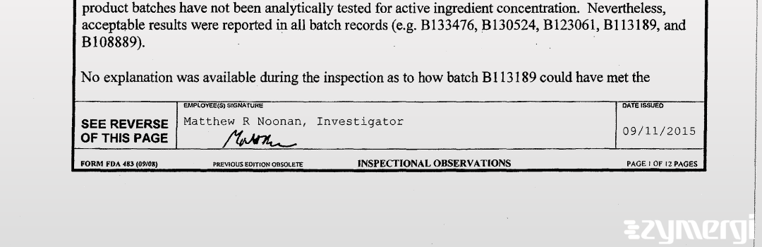 Matthew R. Noonan FDA Investigator 