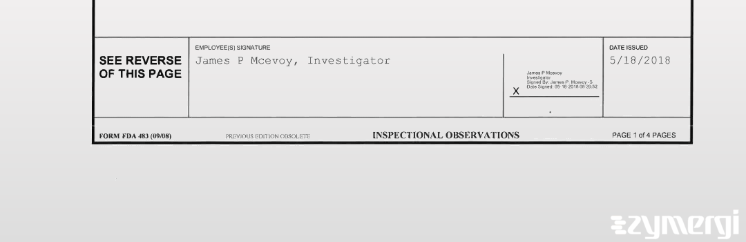 James P. McEvoy FDA Investigator