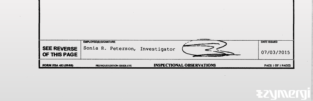 Sonia R. Peterson FDA Investigator