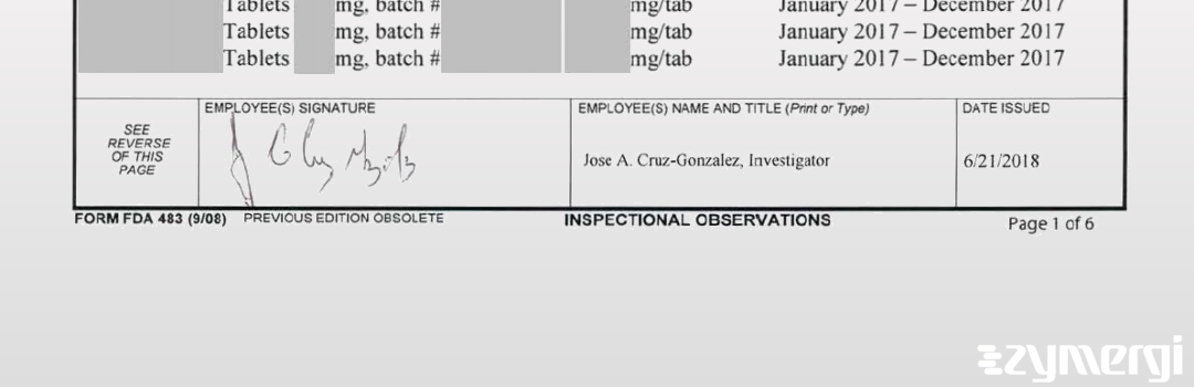 Jose A. Cruz Gonzalez FDA Investigator Cruz Gonzalez, Jose A FDA Investigator
