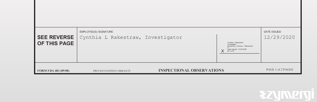 Cynthia L. Rakestraw FDA Investigator