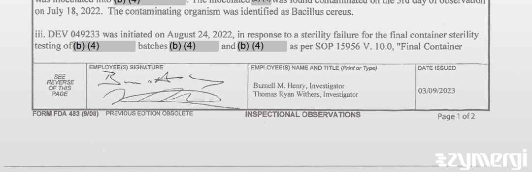 Thomas R. Withers FDA Investigator Burnell M. Henry FDA Investigator 