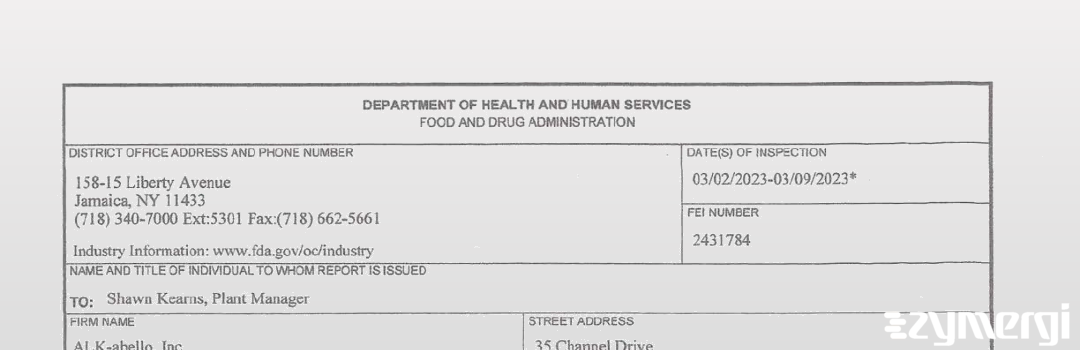 FDANews 483 Alk-abello, Inc. Mar 9 2023 top