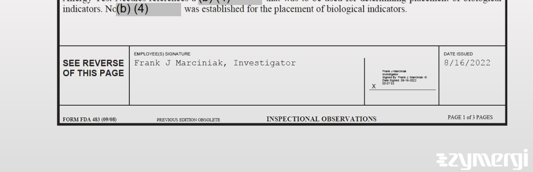 Frank J. Marciniak FDA Investigator 