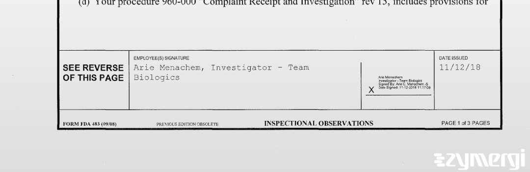 Arie Menachem FDA Investigator
