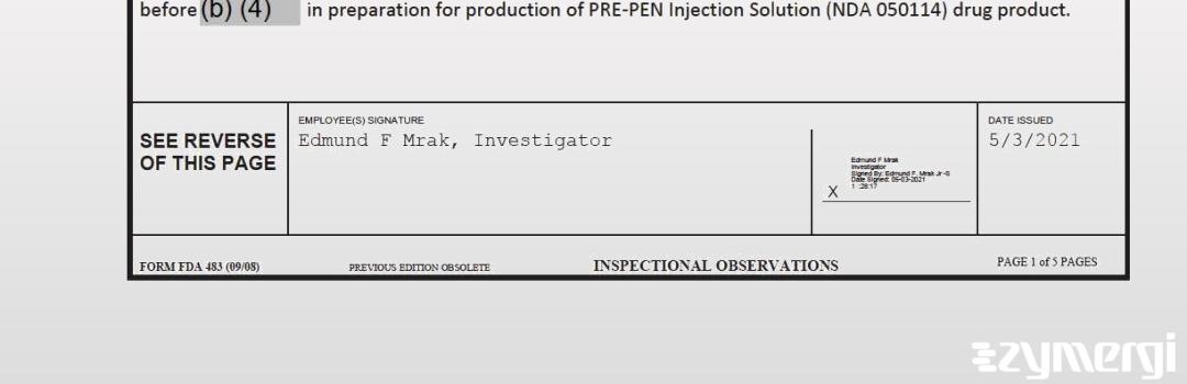 Edmund F. Mrak FDA Investigator 