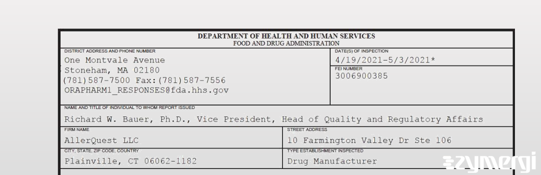 FDANews 483 AllerQuest LLC May 3 2021 top