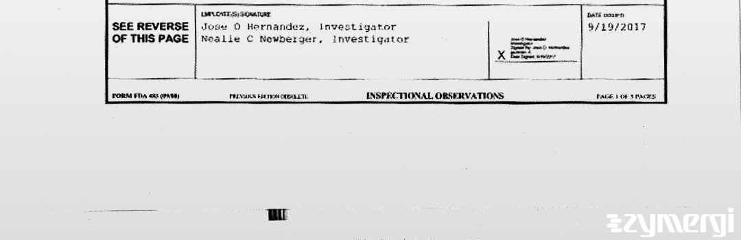 Jose O. Hernandez FDA Investigator Nealie C. Newberger FDA Investigator