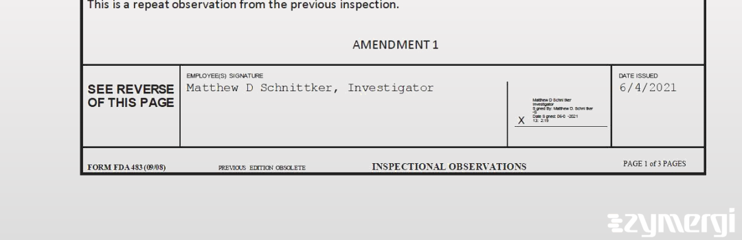 Matthew D. Schnittker FDA Investigator 