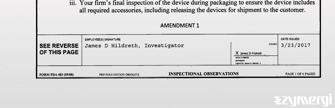 James D. Hildreth FDA Investigator 