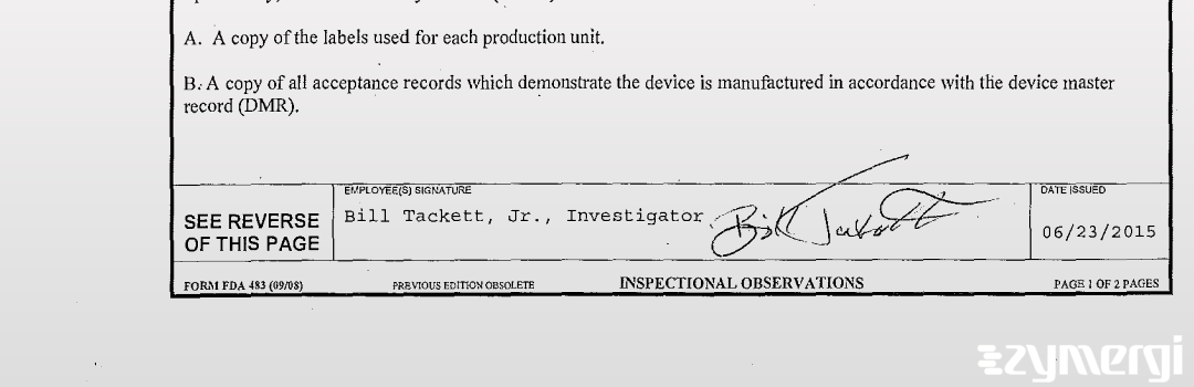 Bill Tackett FDA Investigator