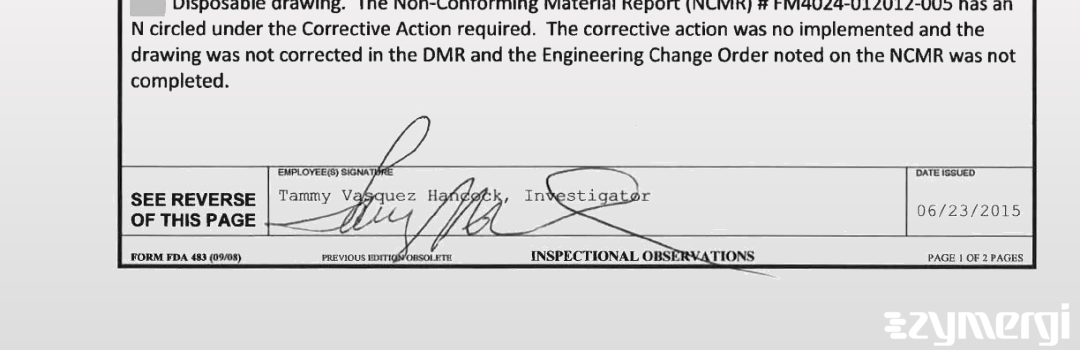 Tammy Vasquez Hancock FDA Investigator