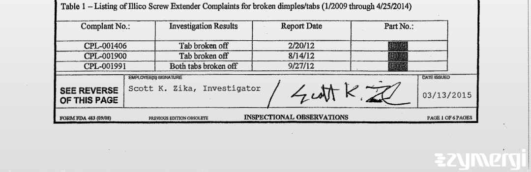 Scott K. Zika FDA Investigator